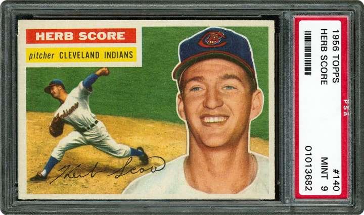 1956 Topps baseball card of Cleveland Indians pitcher Herb Score