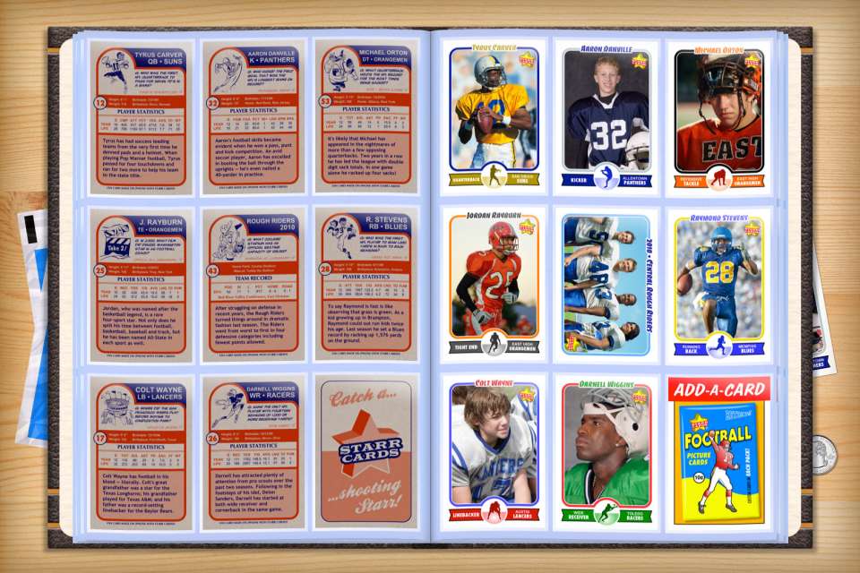 Make your own custom football cards with Starr Cards.