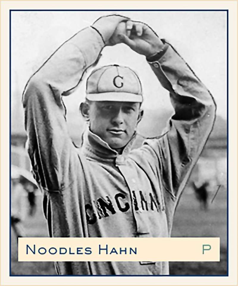 Baseball card of Cincinnati Reds pitcher Noodles Hahn