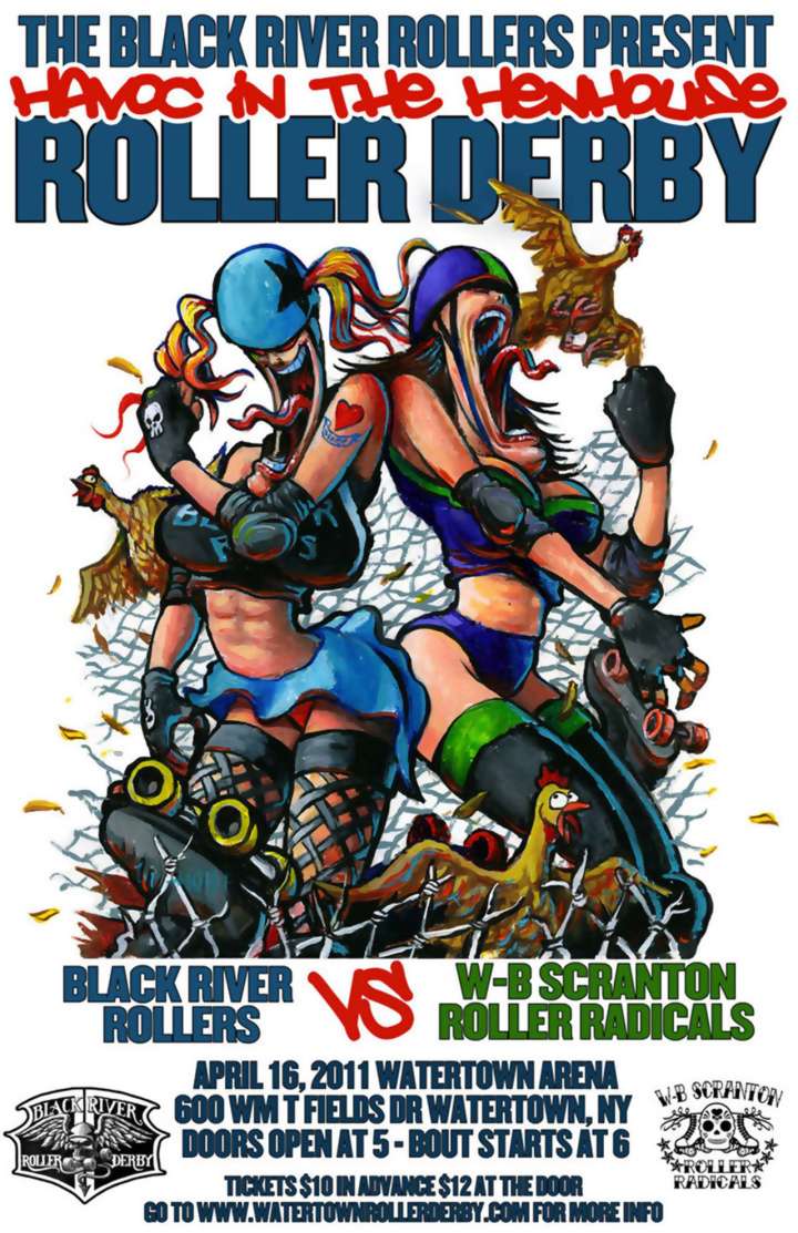 Black River Rollers roller derby poster
