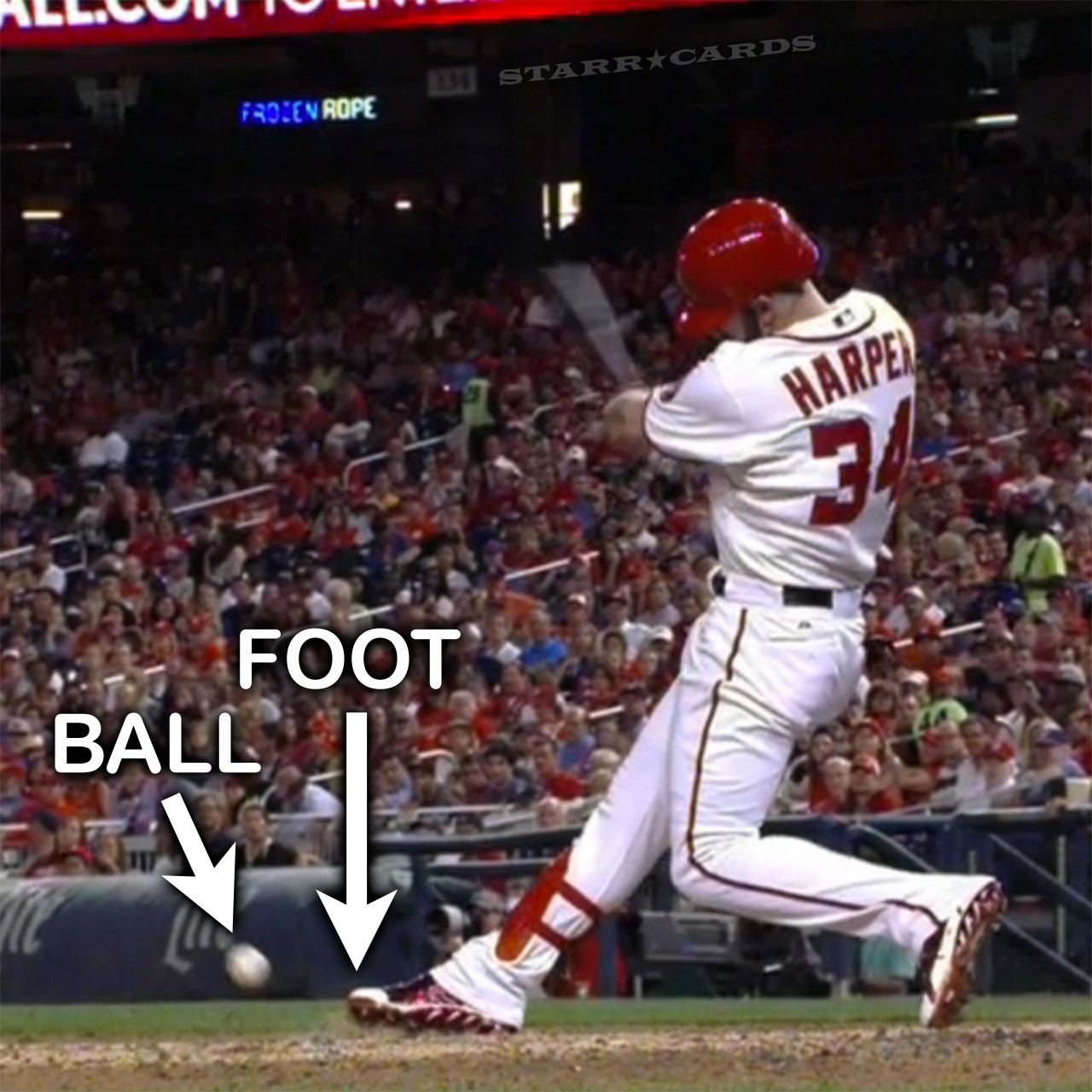 Bryce Harper pretends to have ball fouled off his foot