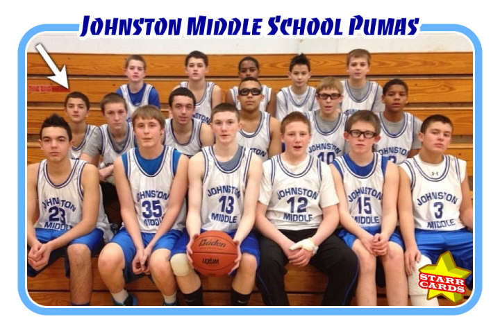 Cam Pizzo and the Johnston Middle School Pumas basketball team