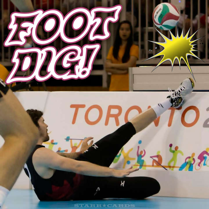 Canada's Steve Marshall executes volleyball kick dig versus Mexico