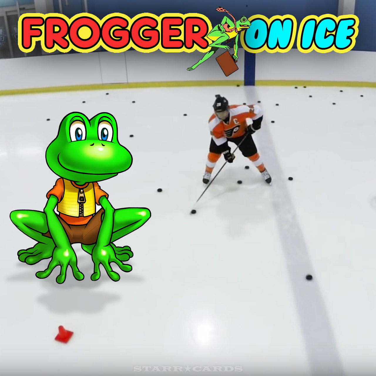 Claude Giroux plays Frogger on Ice