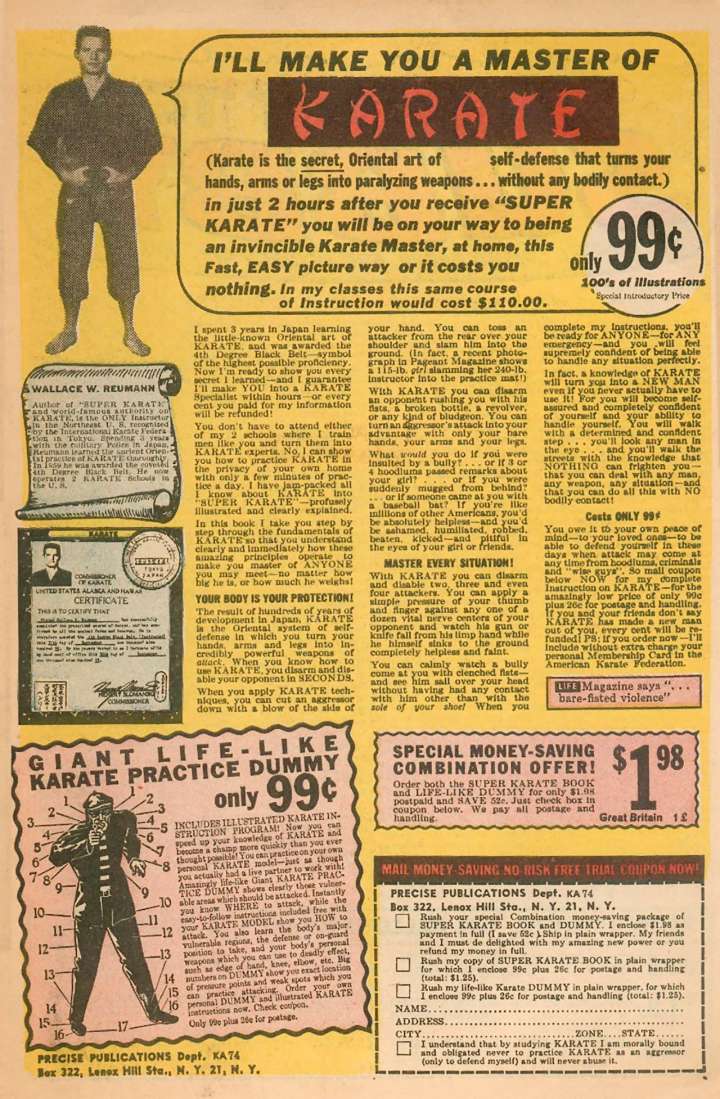 Comic book ad for Super Karate