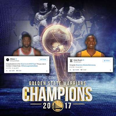 Dwyane Wade and Kobe Bryant offer Golden State Warriors kudos on their 2017 NBA Title