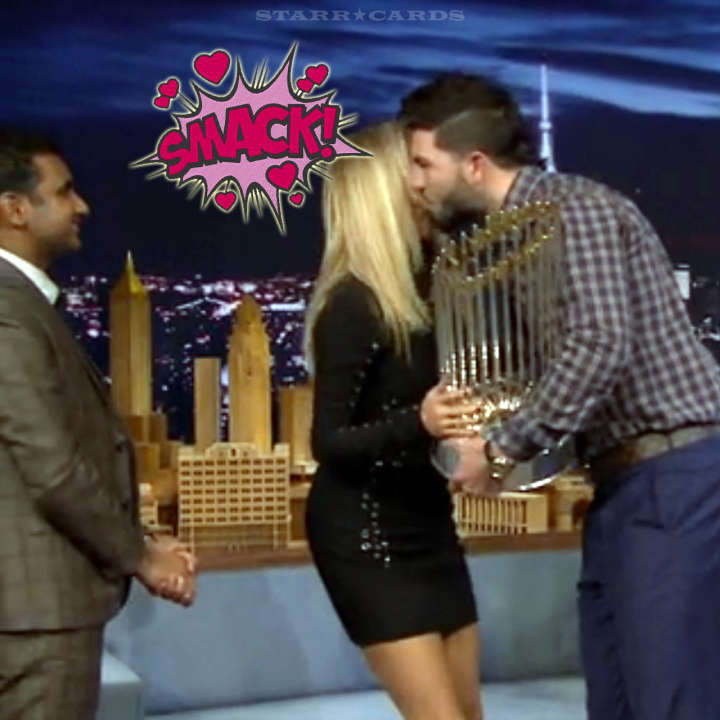 Eric Hosmer kisses Christie Brinkley on 'The Tonight Show with Jimmy Fallon'
