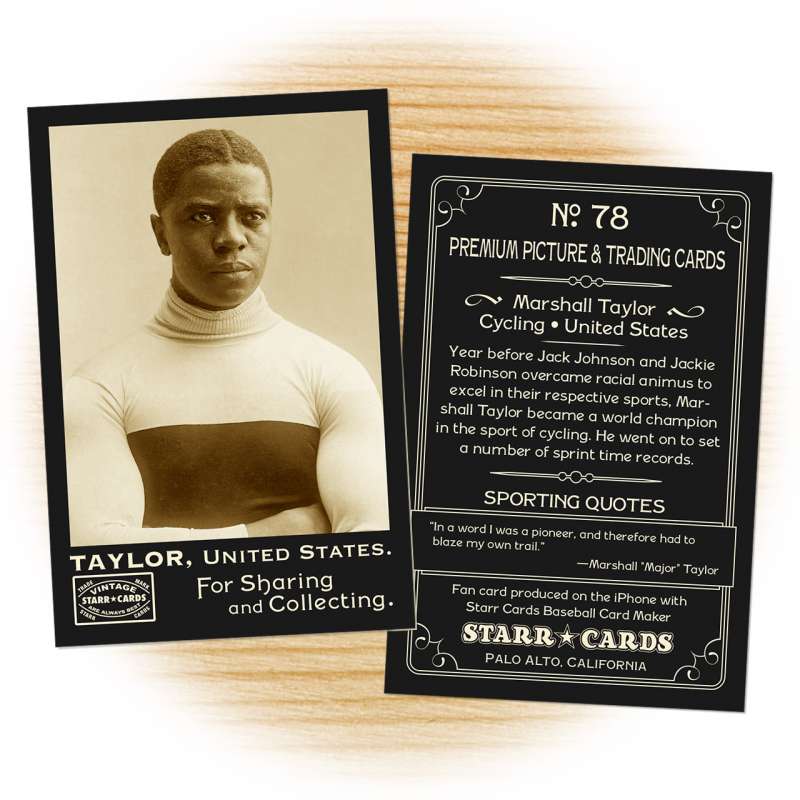 Fan card of Marshall "Major" Taylor, United States, Cycling
