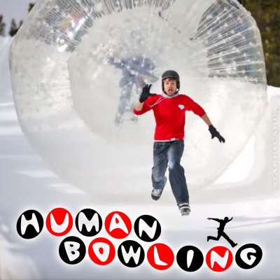 Human bowling at Mammoth Mountain, California