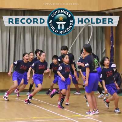 Japanese kids set Guinness World Record for the Most Skips Over a Single Rope in One Minute by a Team