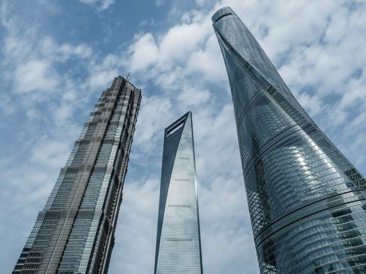 Jin Mao Tower, Shanghai World Financial Center and Shanghai Tower (from left to right)