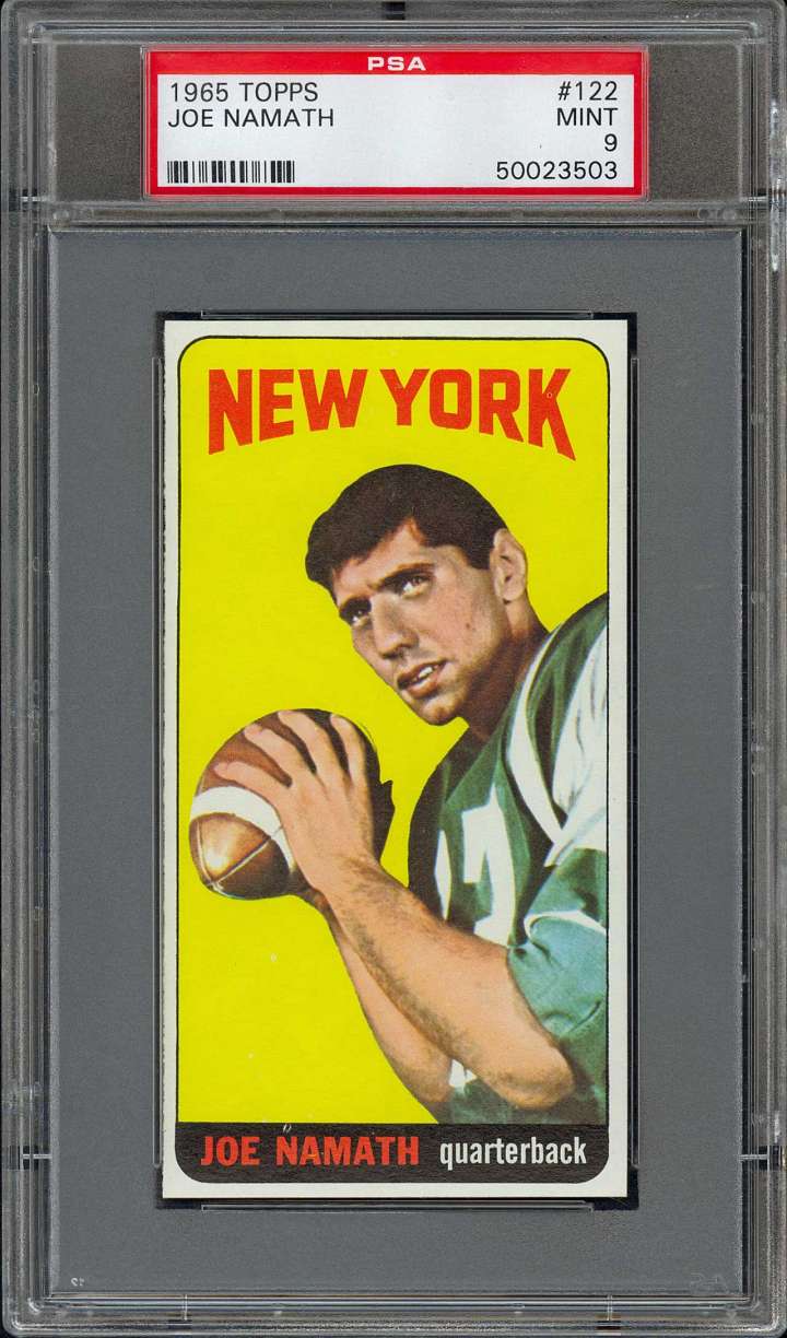 Joe Namath, 1965 Topps rookie football card