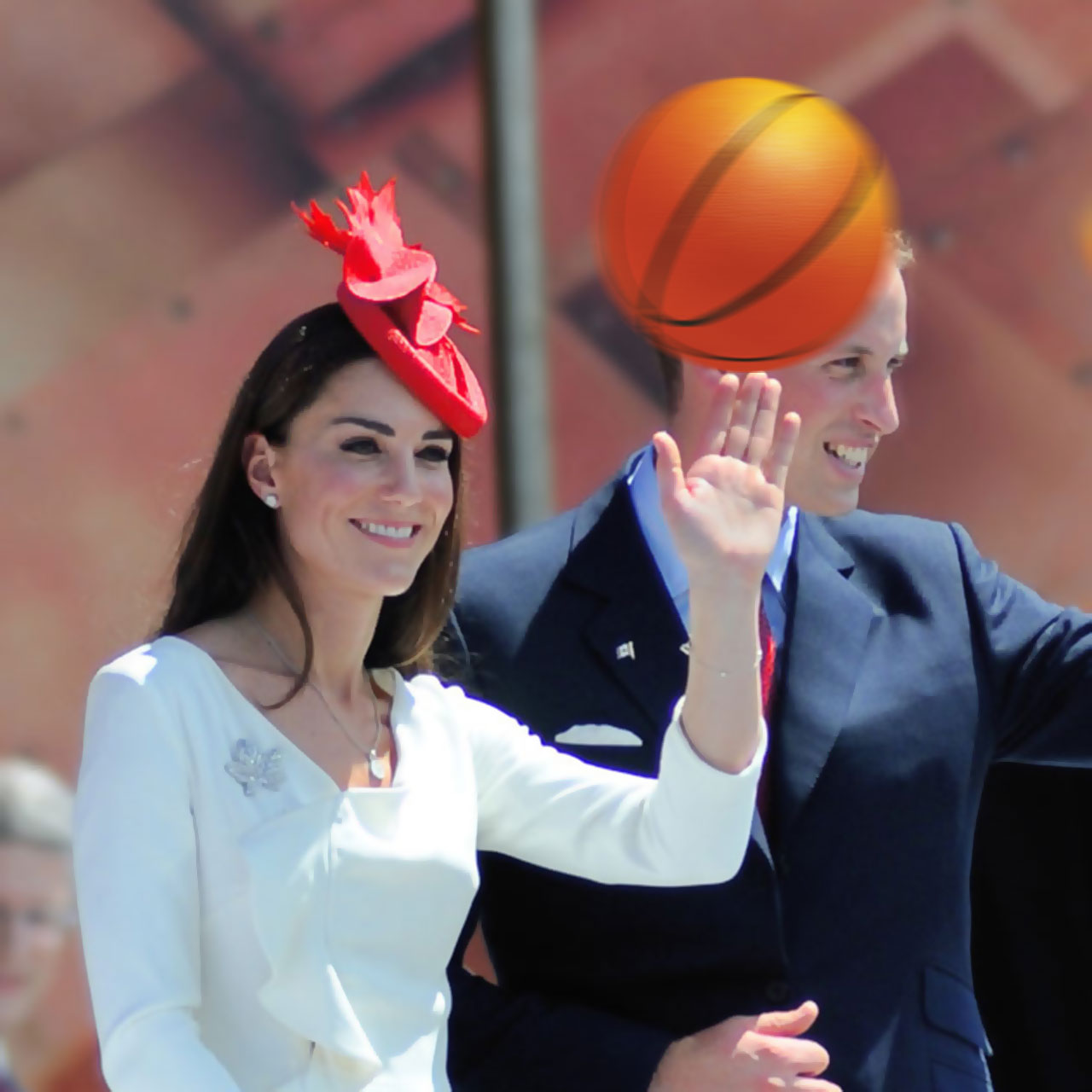Kate Middleton spinning basketball on finger.