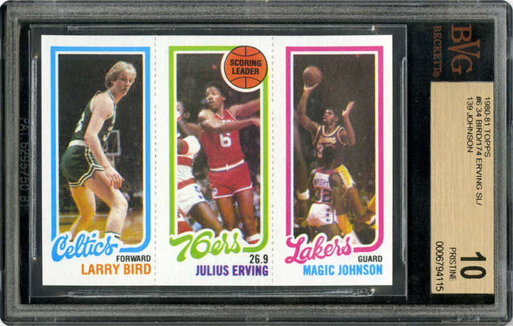 Larry Bird | Julius Erving | Magic Johnson 1980 Topps basketball card