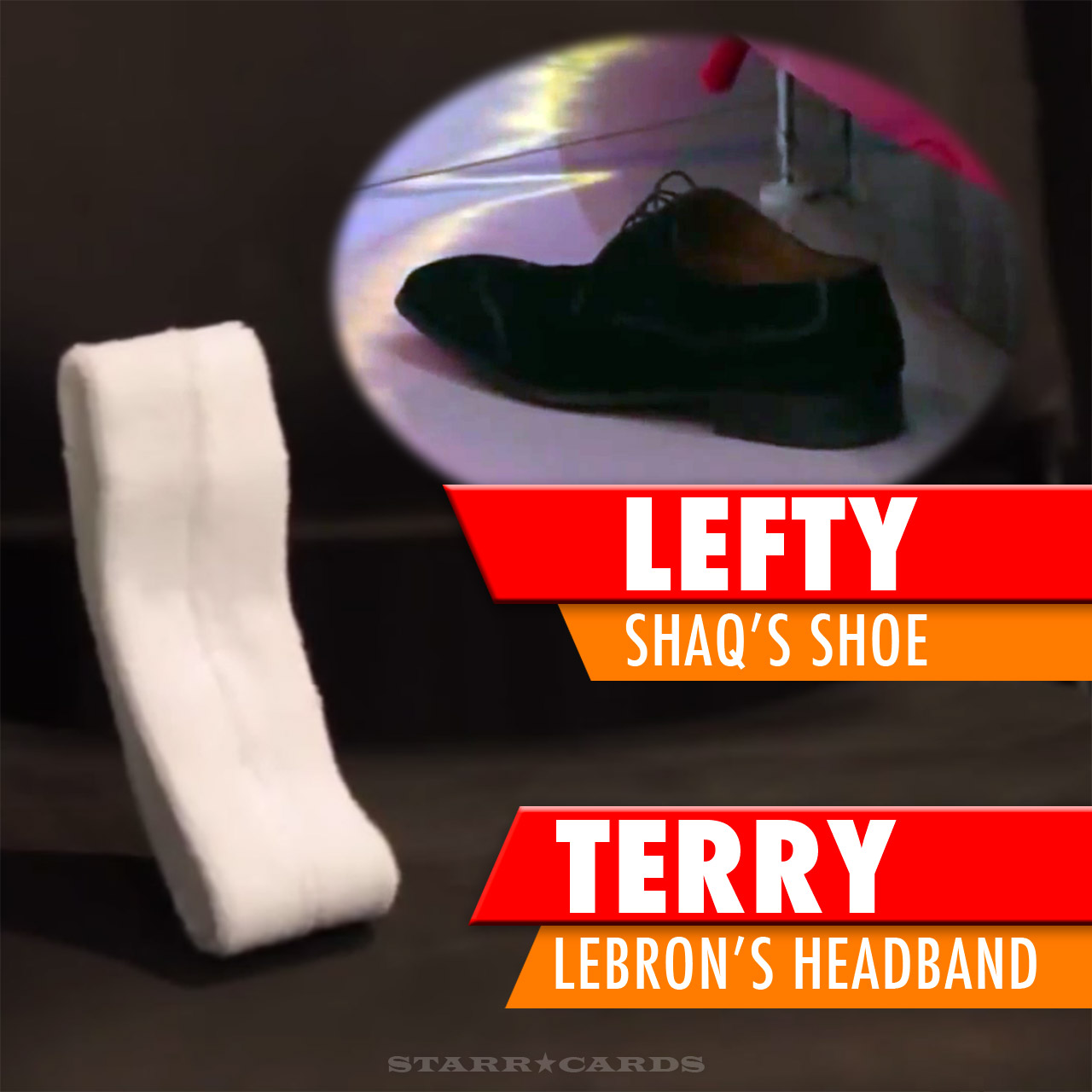 LeBron's headband and Shaq's shoe