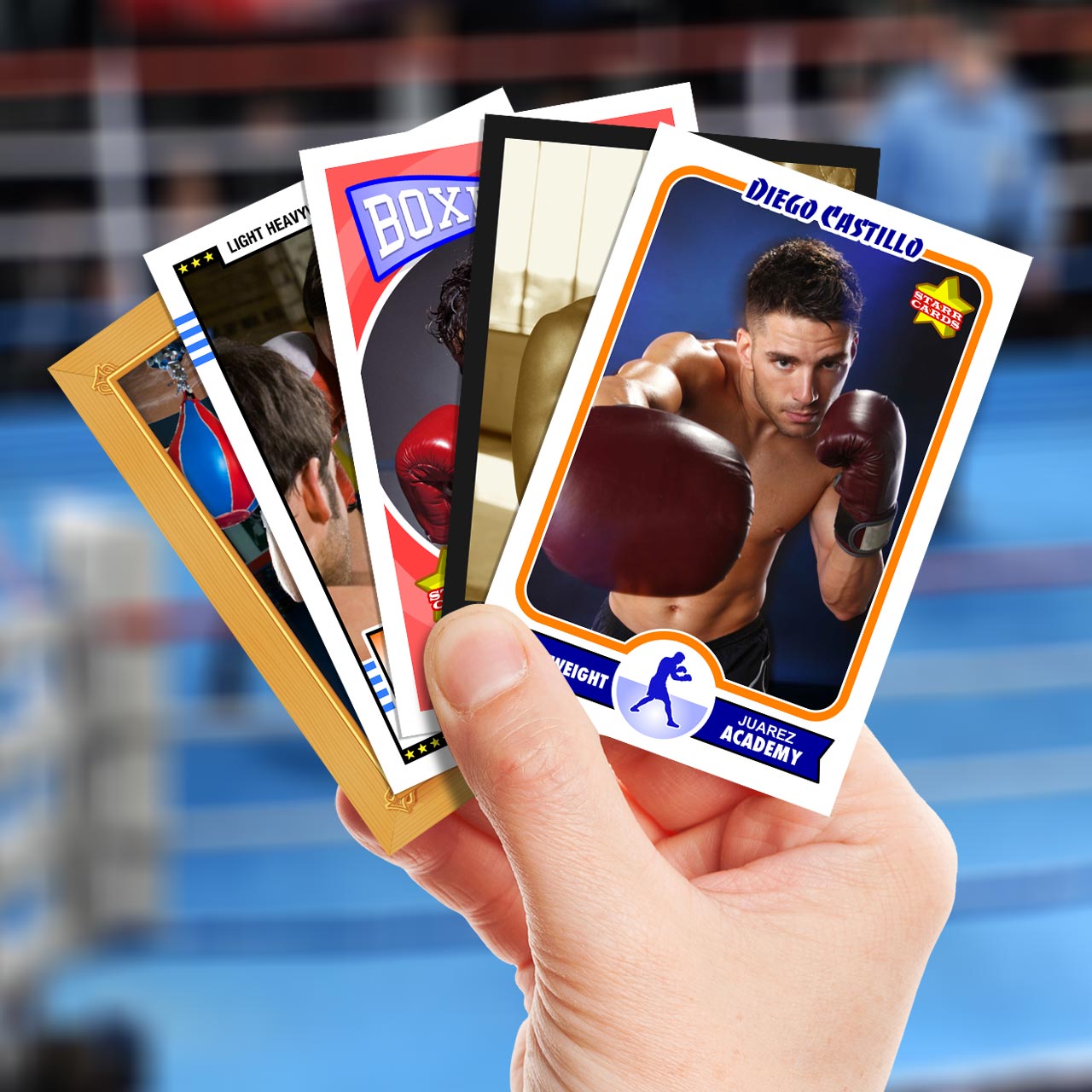 Make your own boxing card with Starr Cards.