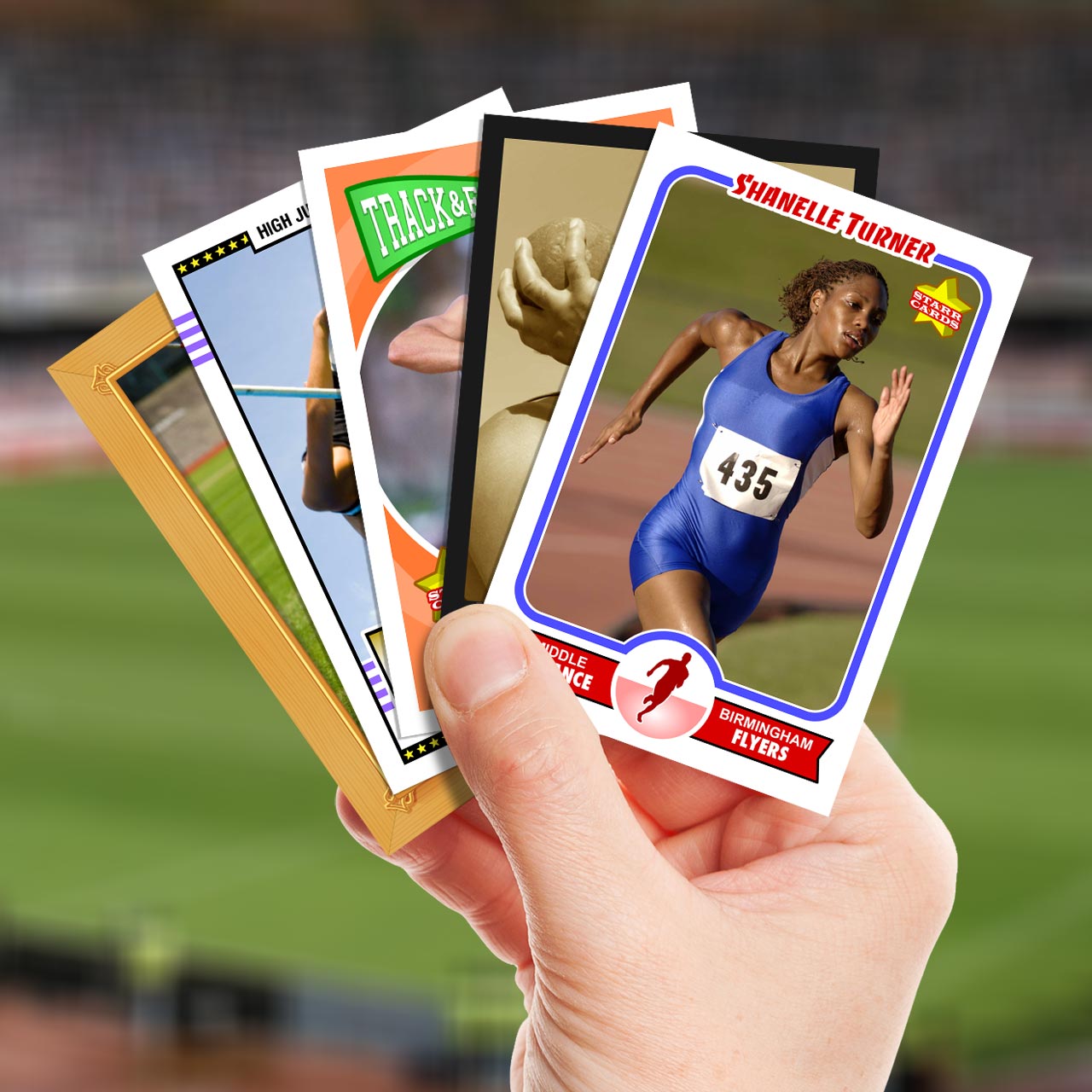 Make your own track and field card with Starr Cards.