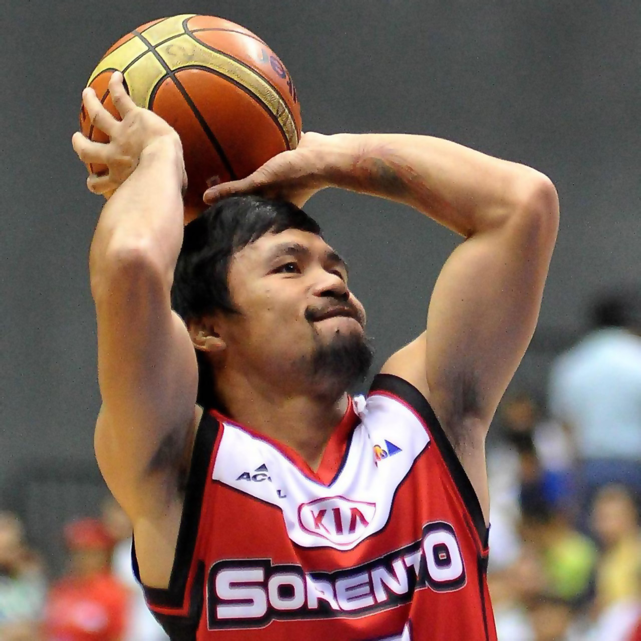 Manny Pacquiao Prepares to shoot the basketball for Kia Sorento