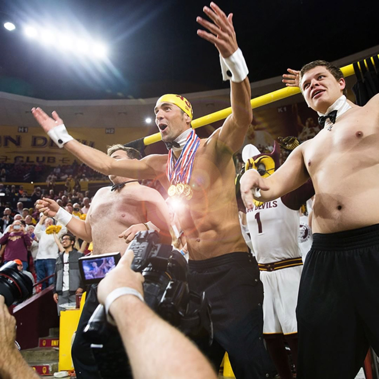 Michael Phelps partakes in ASU's "Wall of Distraction"