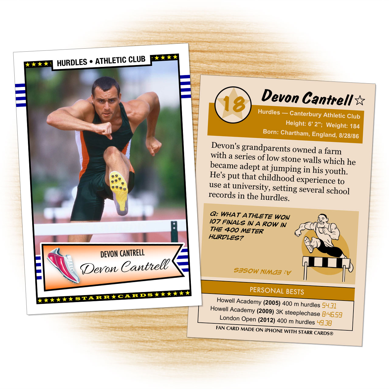 Track & field card template from Starr Cards Track and Field Card Maker.