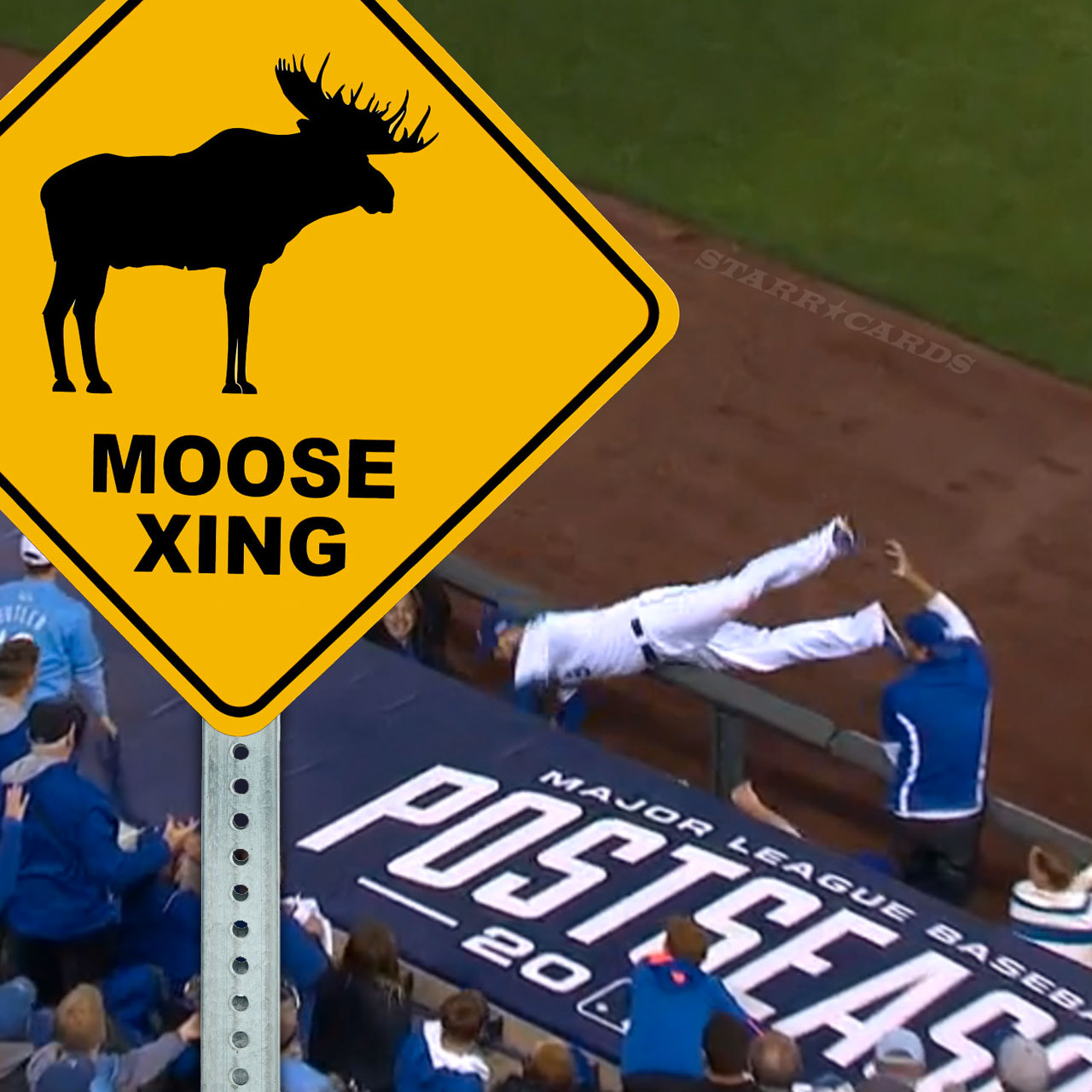 Royals' Mike Moustakas makes an over the railing catch