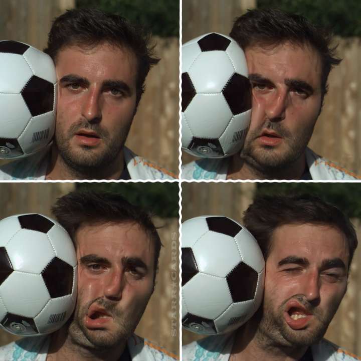 Slo Mo Guys film soccer ball colliding with head in super slow motion