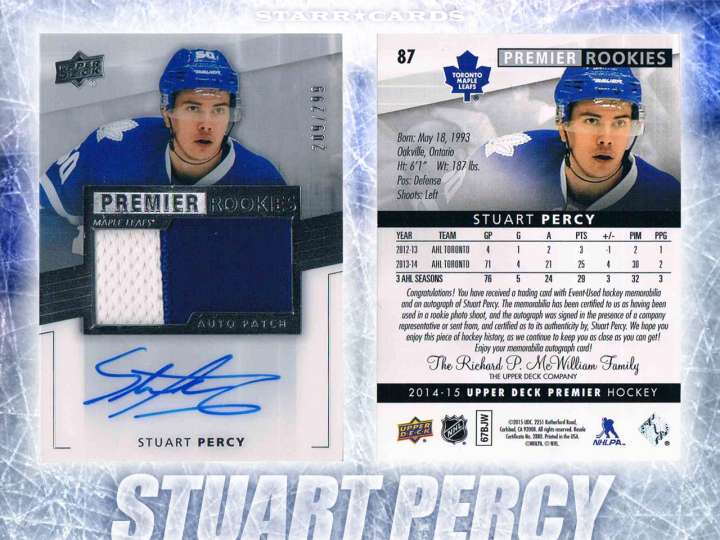 Stuart Percy Toronto Maple Leafs hockey card