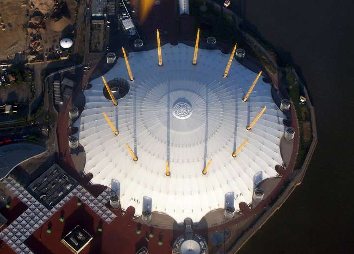 The O2 Arena (formerly Millennium Dome) from above