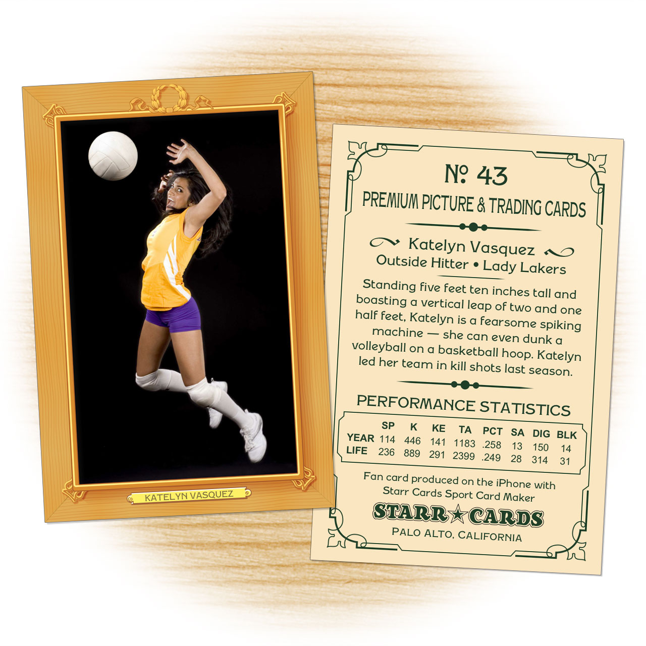 Vintage 11 Series custom volleyball cards