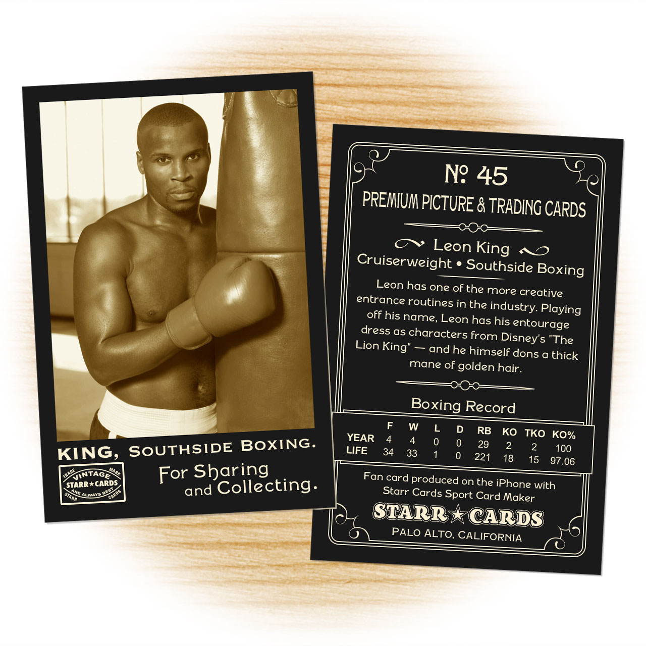 Custom Boxing Cards Vintage 95™ Series Starr Cards