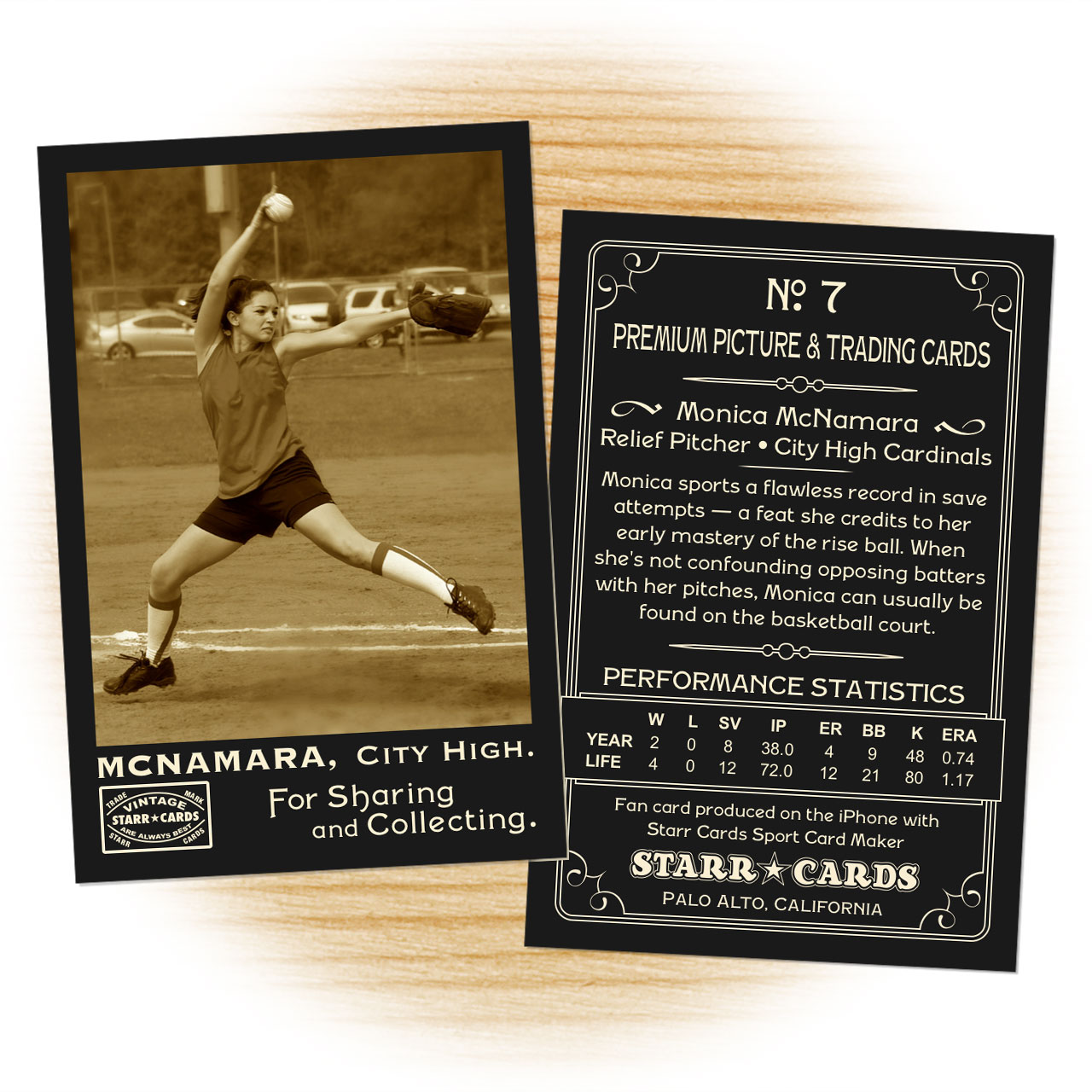 Vintage 95 Series custom softball cards