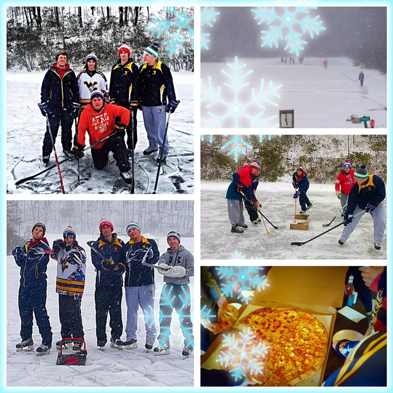 West Virginia Mountaineers hockey team practices in the snow