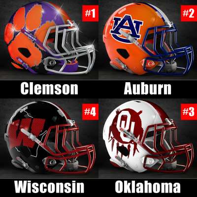 2017 College Football Playoff rankings for week 14: 1) Clemson, 2) Auburn, 3) Auburn, 4) Clemson