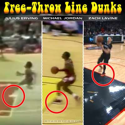 Free-throw line dunks starring Julius Erving, Michael Jordan and Zach LaVine