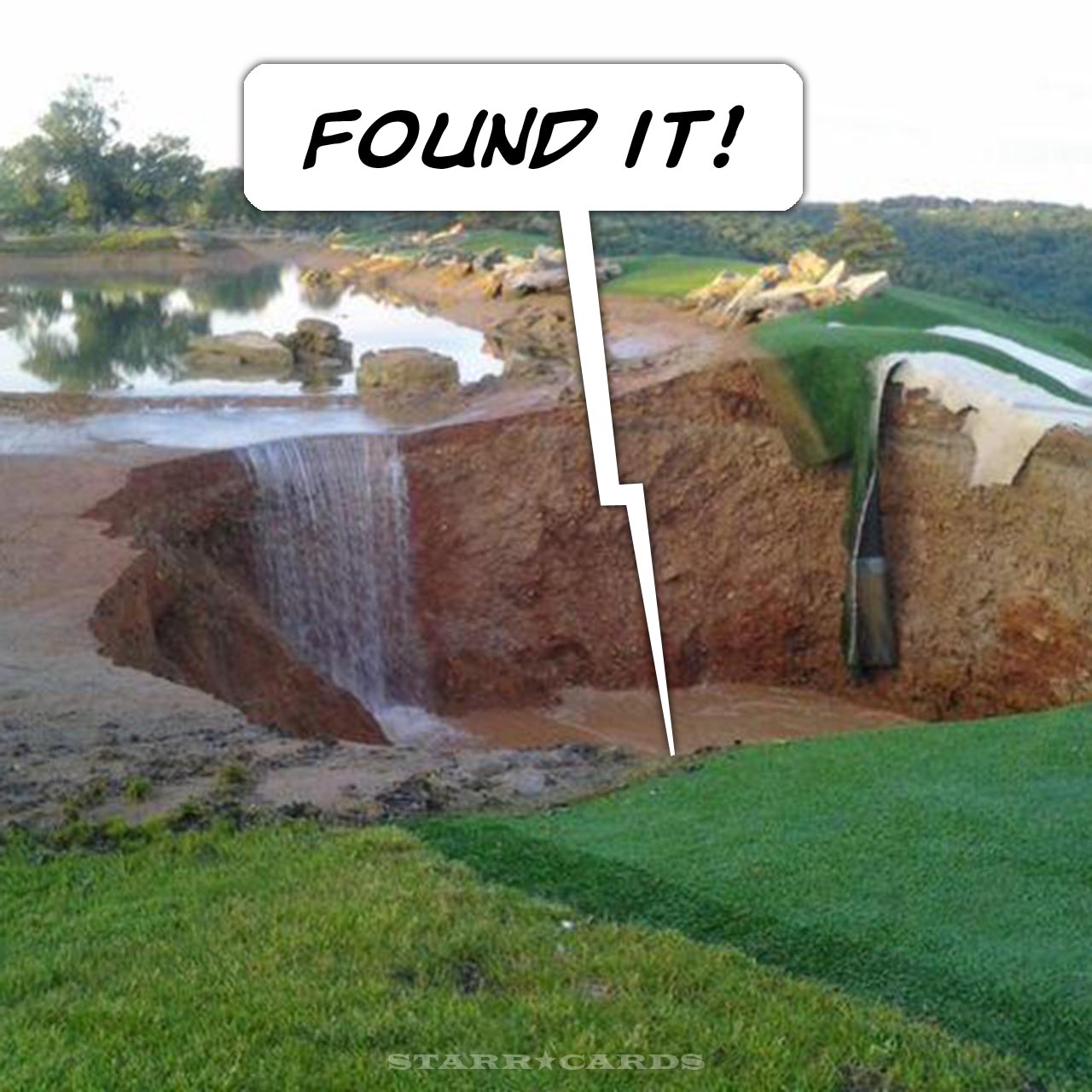 Golf course sinkhole in Branson, Missouri