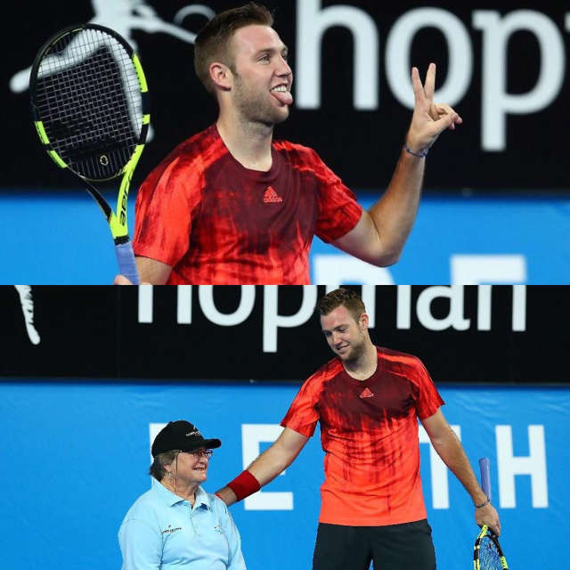 Jack Sock shows off his sportsmanship versus Lleyton Hewitt