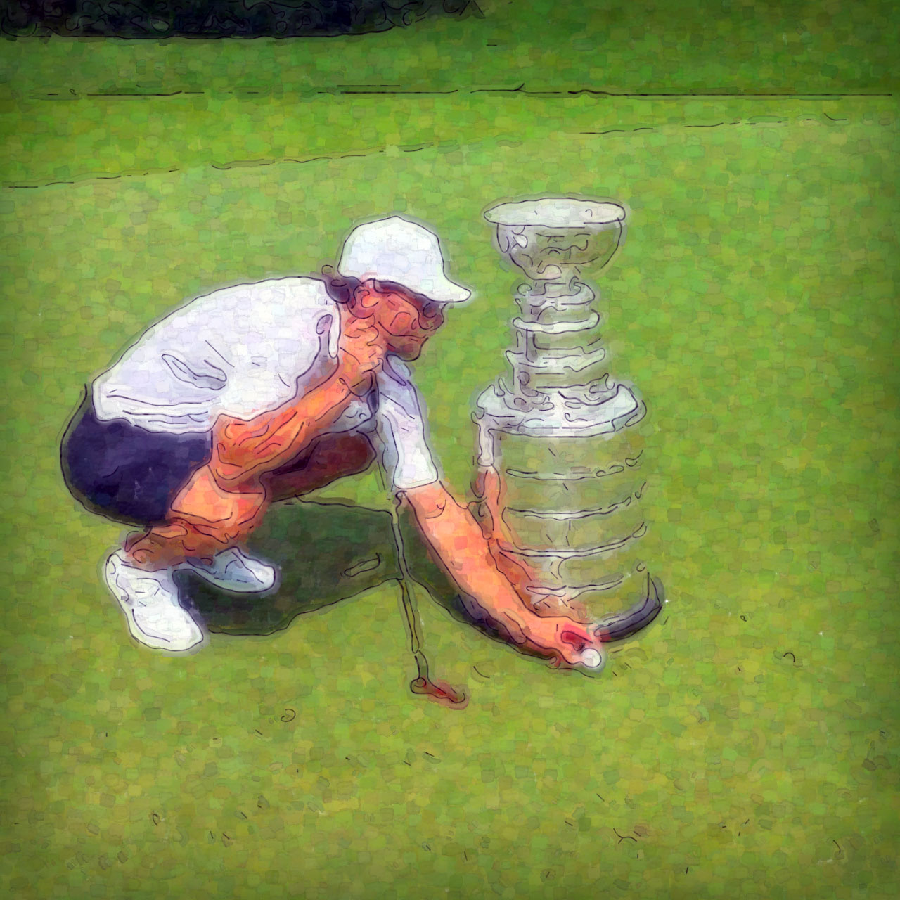 Jarret Stoll plays golf with the Stanley Cup