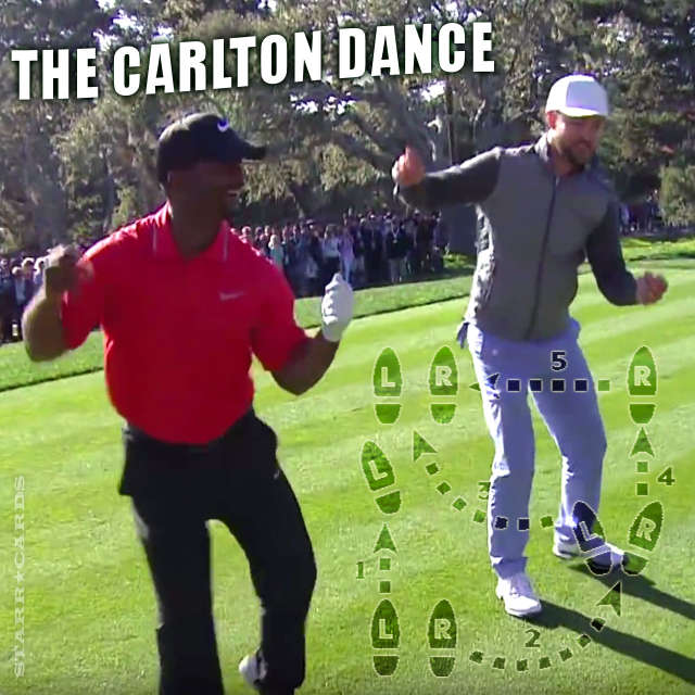 Justin Timberlake and Alfonso Ribeiro perform "The Carlton" dance at Pebble Beach