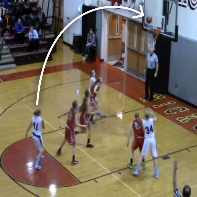 Kelsey Swartz breaks the rim on free throw