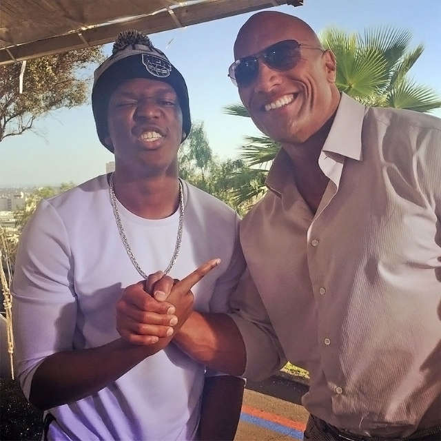 KSI poses with Dwayne "The Rock" Johnson