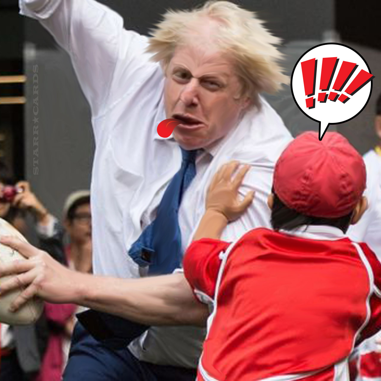 London mayor Boris Johnson crushes Japanese kid during touch rugby match