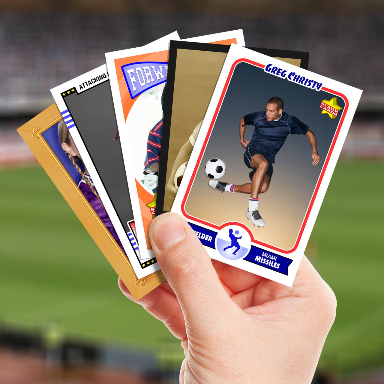 Make your own soccer card with Starr Cards.