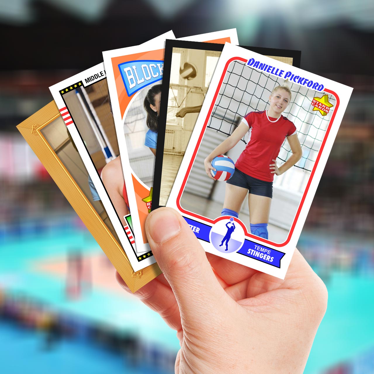 Make your own volleyball card with Starr Cards.