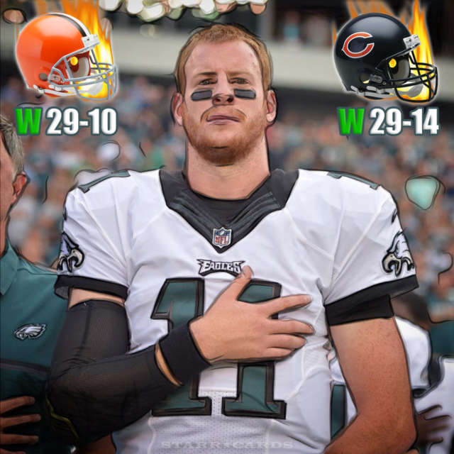 Philadelphia Eagles quarterback Carson Wentz starts rookie campaign at 2-0