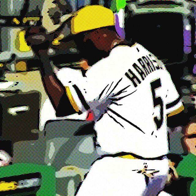 Pirates third baseman Josh Harrison enters dugout after triple play