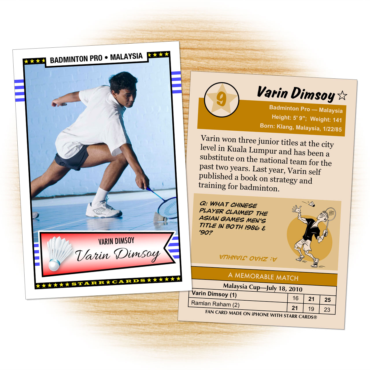 Badminton card template from Starr Cards Badminton Card Maker.