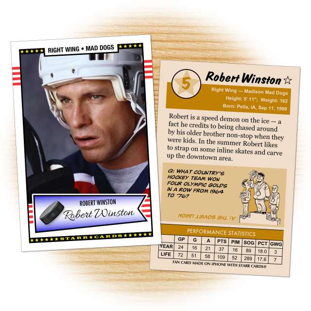 Hockey card template from Starr Cards Hockey Card Maker.