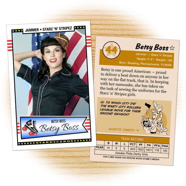 Roller derby card template from Starr Cards Roller Derby Card Maker.