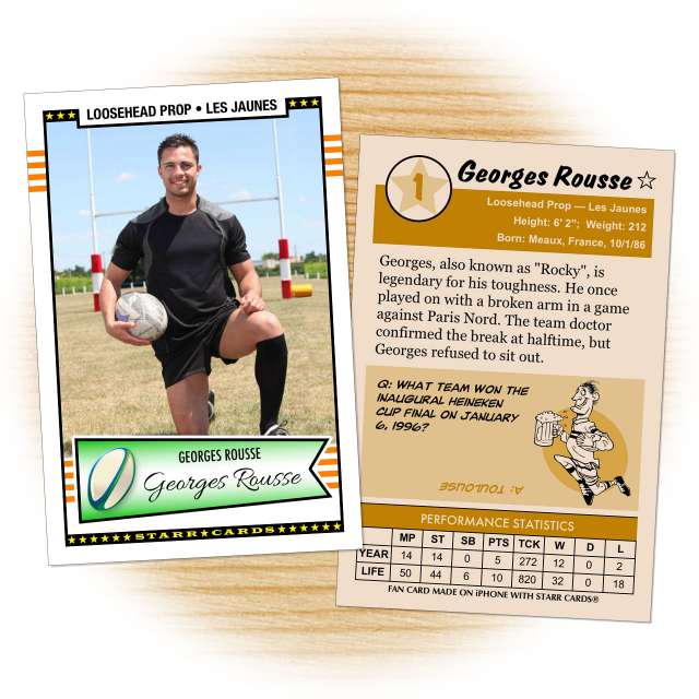 Rugby card template from Starr Cards Rugby Card Maker.