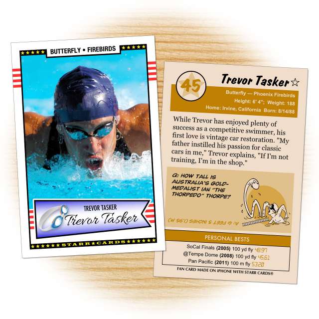 Swimming card template from Starr Cards Swimming Card Maker.